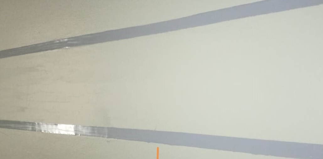 Sealed expansion joints on a concrete surface